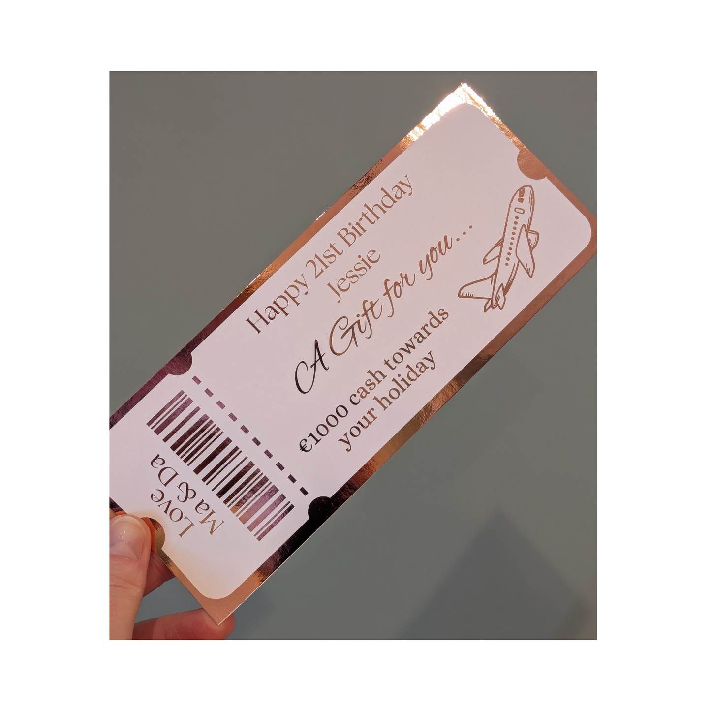 Personalised Foiled Event Surprise Keepsake Ticket
