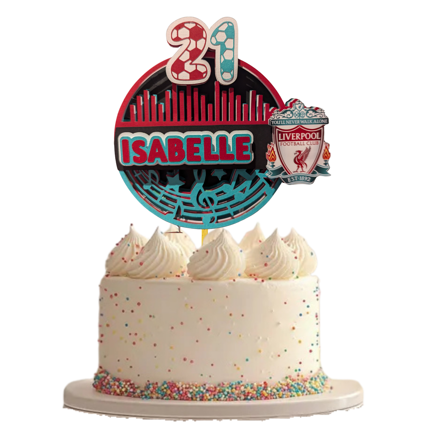 Personalised Football and Music Cake Topper