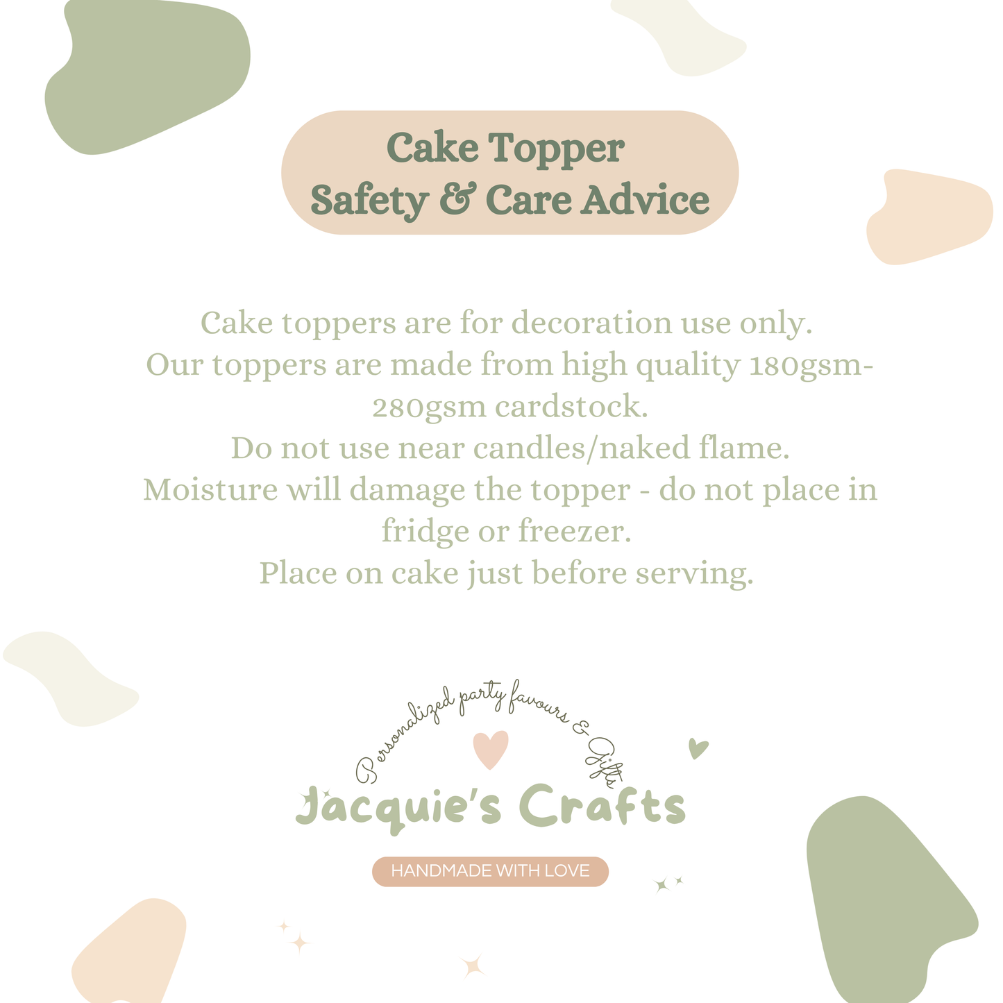 Personalise Christening, Communion or Confirmation Cake Topper