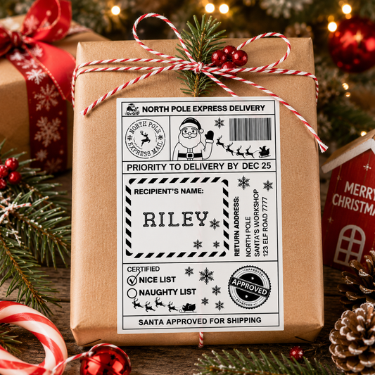 Personalised Santa Postage Labels - North Pole Express Delivery Stickers