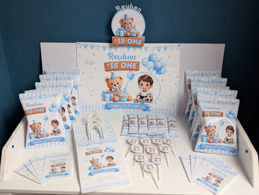 Barely One Teddy Bear Personalised Birthday Party Package