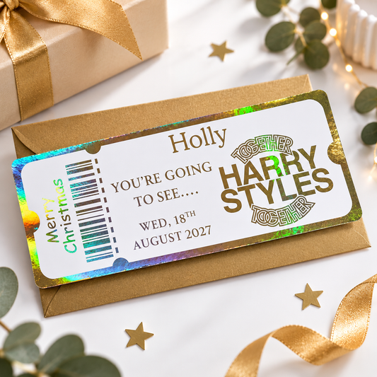 Personalised Harry Styles Concert Foiled Surprise Ticket