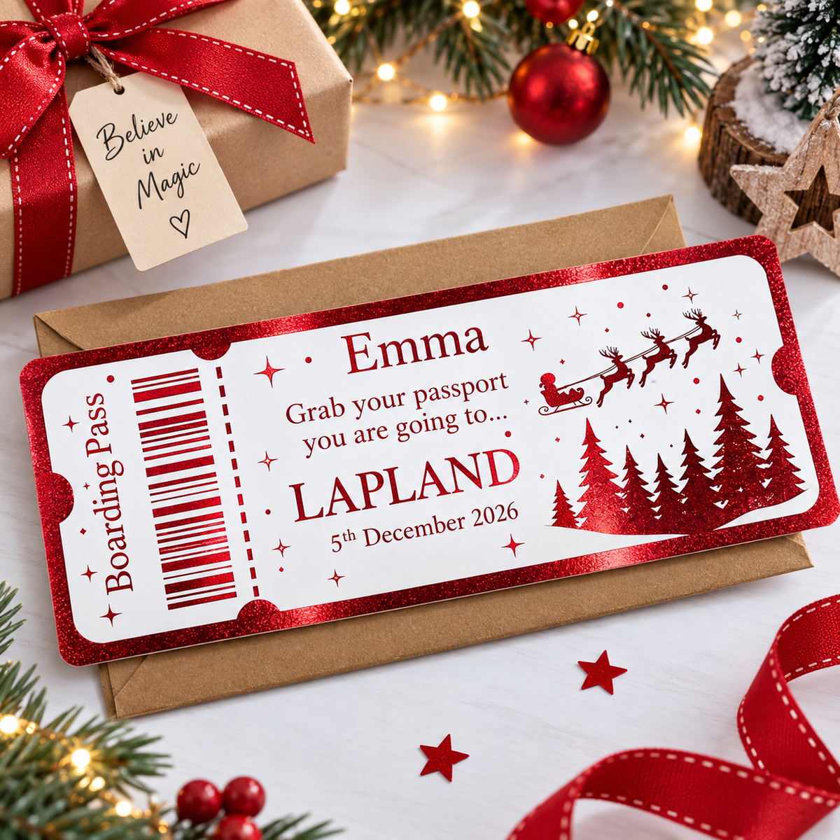 Personalised Foiled Surprise Gift Ticket | Concert Tickets | Holiday Voucher | Cash Gift Reveal | Match Tickets