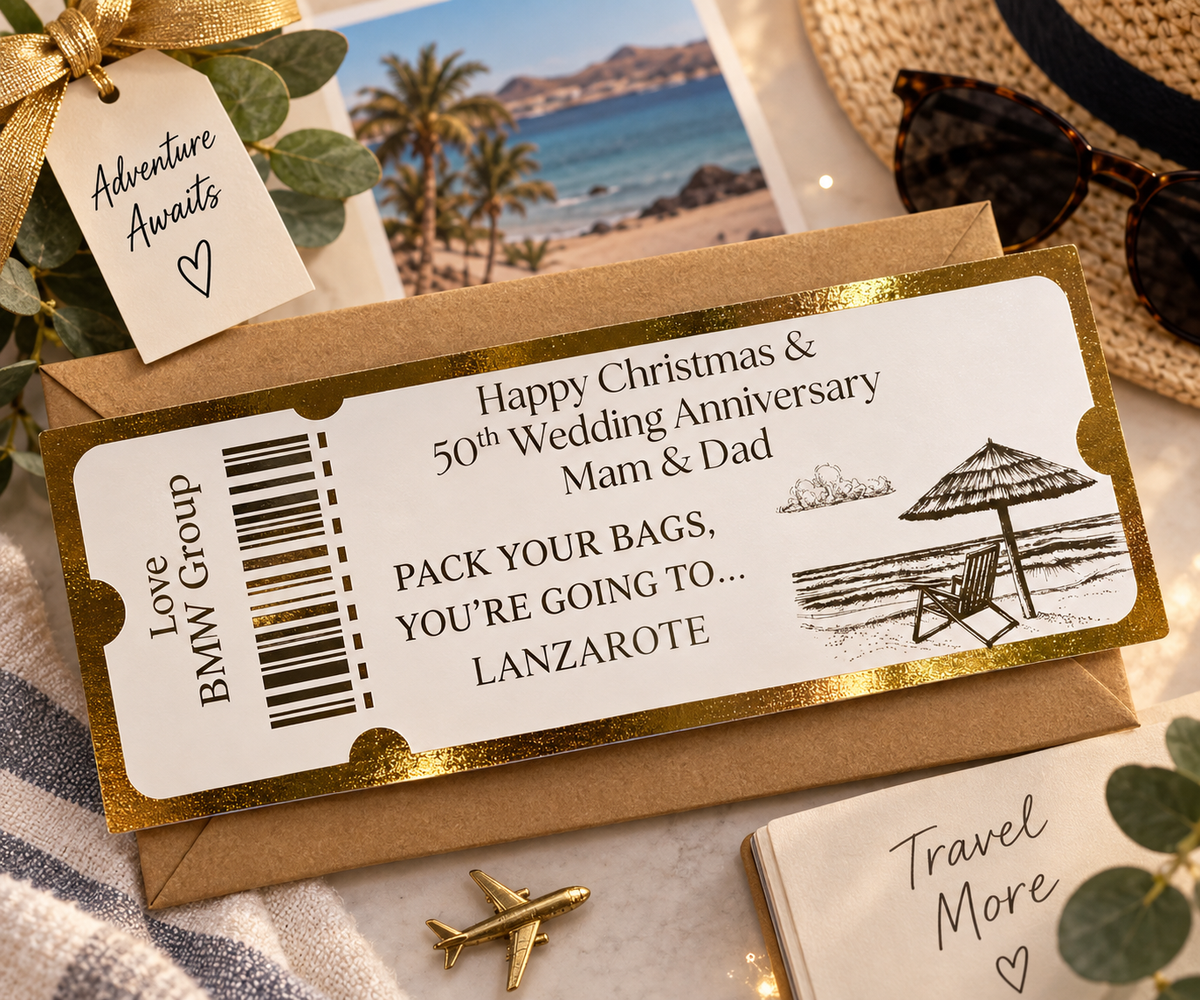 Personalised Foiled Surprise Gift Ticket | Concert Tickets | Holiday Voucher | Cash Gift Reveal | Match Tickets
