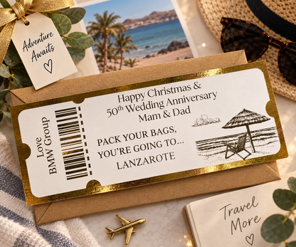 Personalised Foiled Surprise Gift Ticket | Concert Tickets | Holiday Voucher | Cash Gift Reveal | Match Tickets