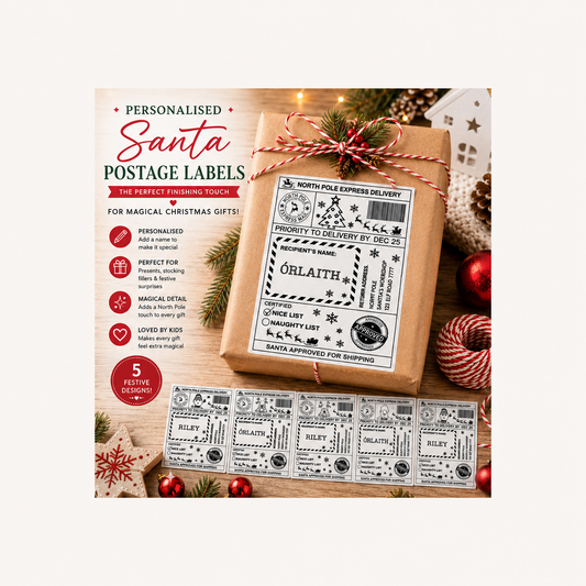 Personalised Santa Postage Labels - North Pole Express Delivery Stickers