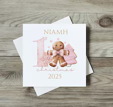 Baby’s First Christmas personalised Christmas Card- Different designs available – 6x6 inch