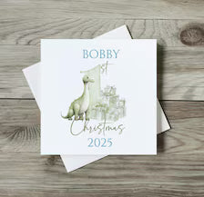 Baby’s First Christmas personalised Christmas Card- Different designs available – 6x6 inch
