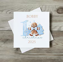 Baby’s First Christmas personalised Christmas Card- Different designs available – 6x6 inch