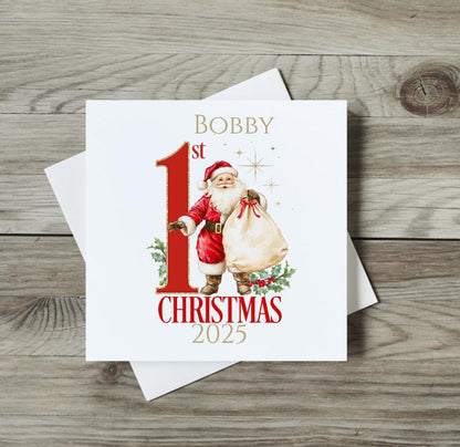 Baby’s First Christmas personalised Christmas Card- Different designs available – 6x6 inch